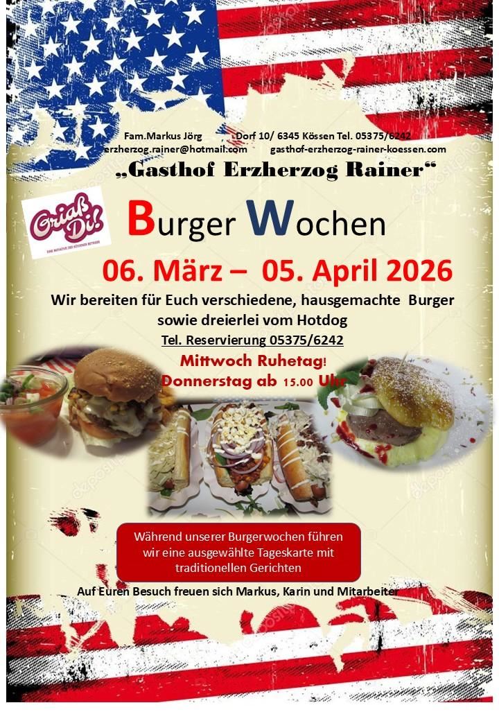 Burger Wochen im Gasthof Erzherzog Rainer