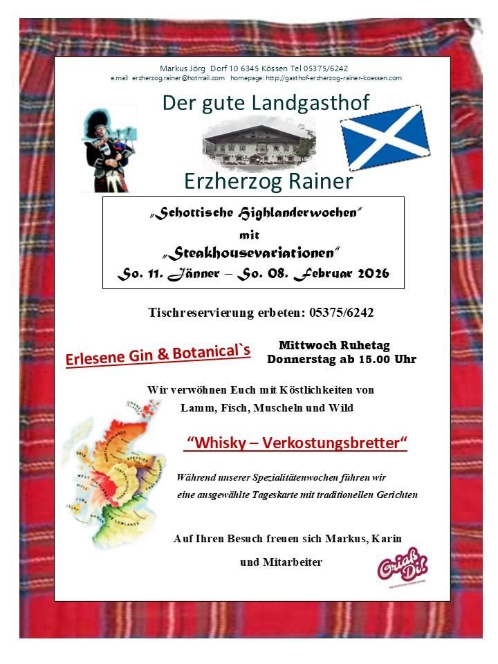Schottische Wochen im Gasthof Erzherzog Rainer